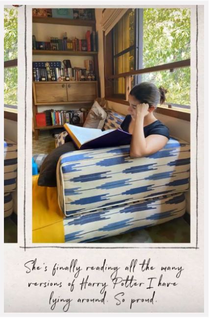 Alia Bhatt reading Harry Potter