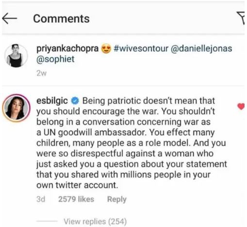 Esra vs Priyanka - Instagram