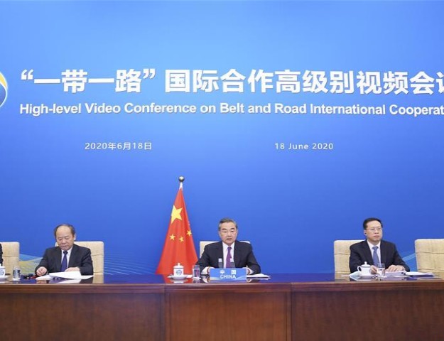 Chinese State Councillor and Foreign Minister Wang Yi presides over a high-level video conference on Belt and Road international cooperation in Beijing, capital of China, June 18, 2020. PHOTO: XINHUA